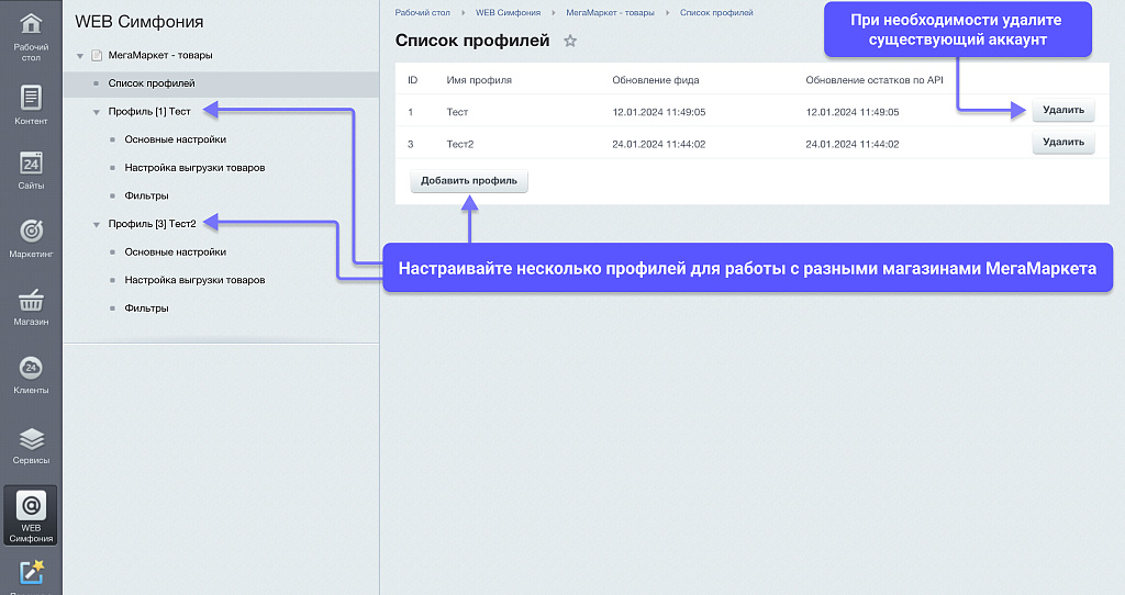 WBS24: Интеграция с МегаМаркет - фид обновления товара и цен, остатки по API 2.0
