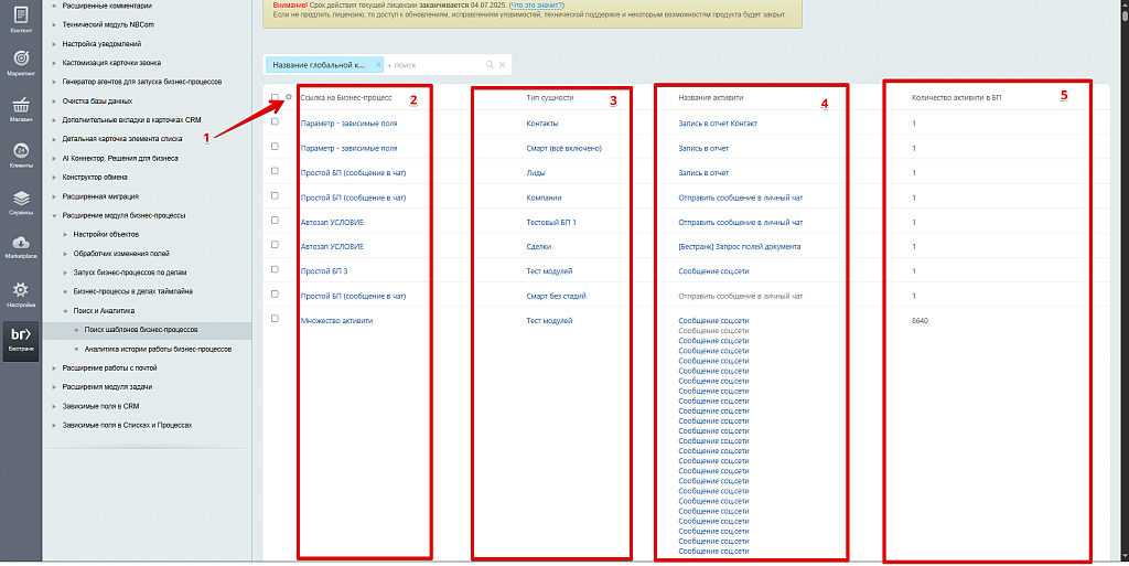 Расширение модуля Бизнес-процессы