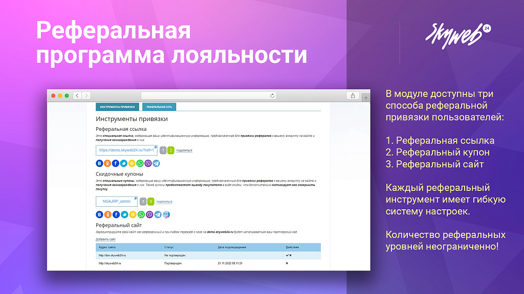5в1: Программа лояльности, реферальная система, кэшбэк сервис, оплата бонусами и вывод баллов