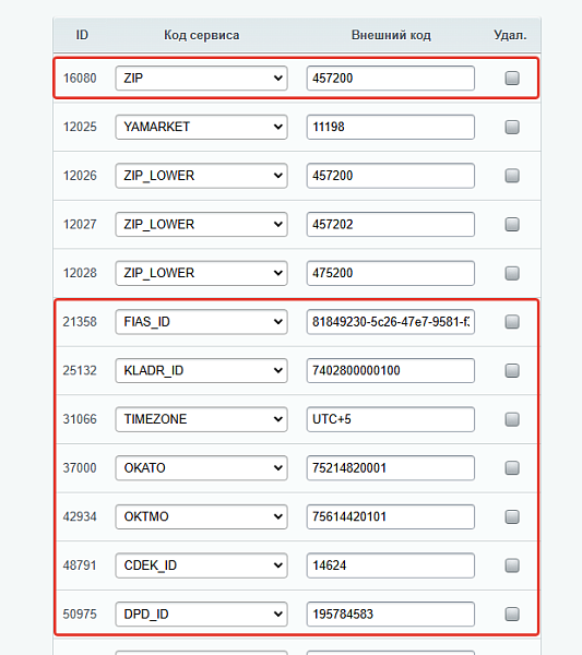 Расширенные данные местоположений