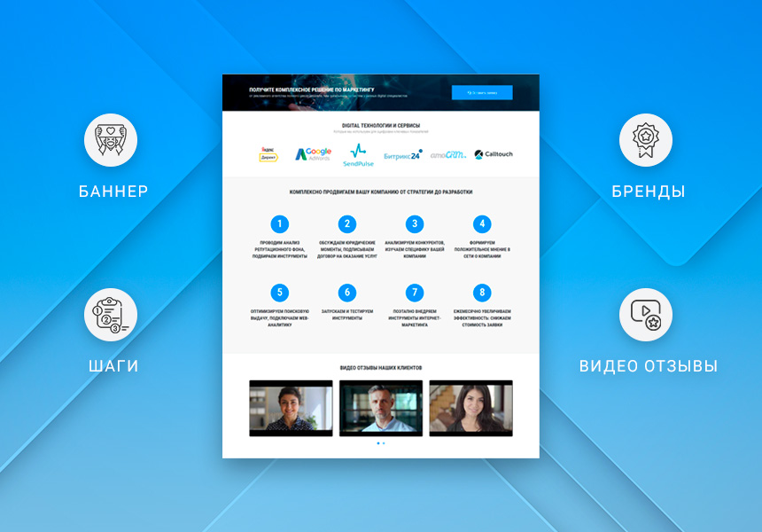 Готовый одностраничный сайт: Корпоративный сайт компании, digital-агентство, SMM-интегратор, бизнес