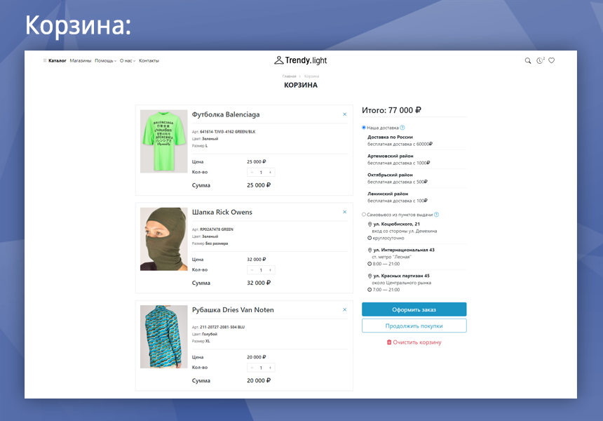 Trendy[light]: магазин одежды и обуви, начиная со Старта