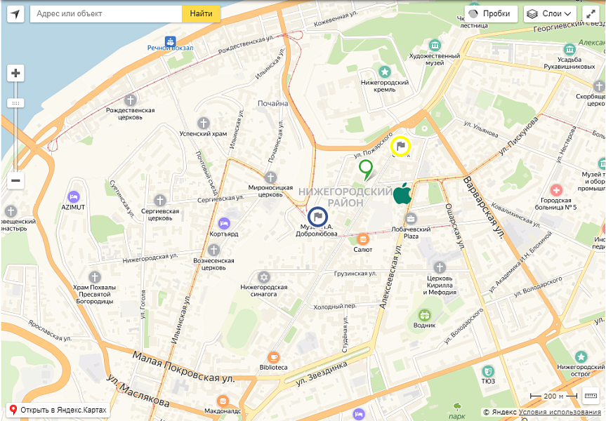 Яндекс.карта объектов инфоблока