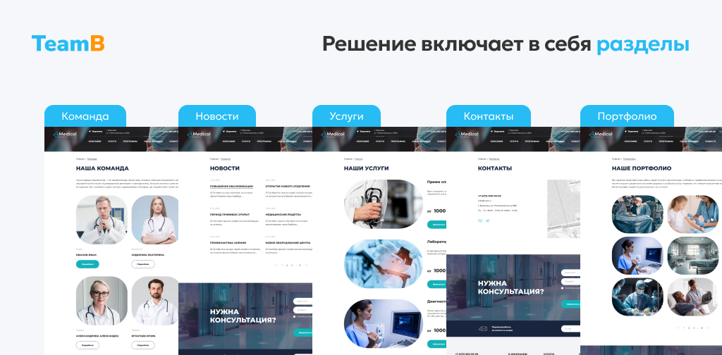 Team-B — Сайт медицинской компании, мед. центр, обследования