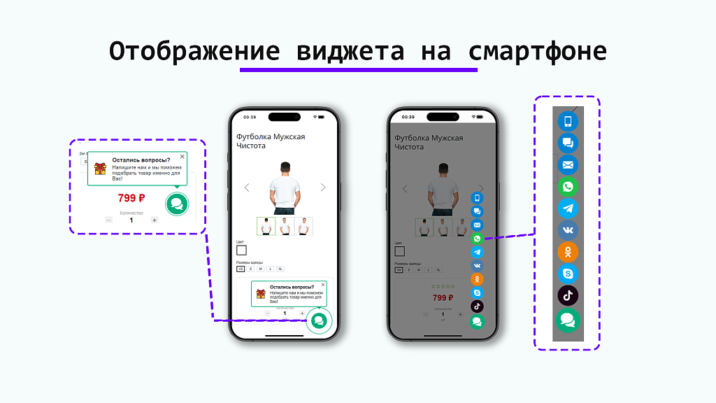 Плавающая кнопка (WhatsApp, B24, Telegram, VK, OK и др.) для быстрой связи с клиентом