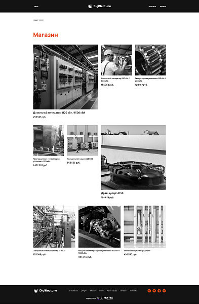 Имиджевый промо-сайт с корзиной товаров DIGINEPTUNE