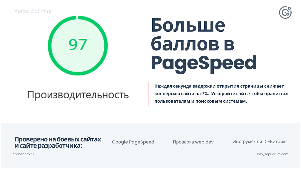Apriori Optimizer: Ускорение, контроль и оптимизация (webp, pagespeed, seo, кеш, защита)